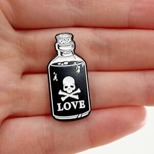 Poison Love Bottle Enamel Pin Skull Crossbones Gothic Cute Badge